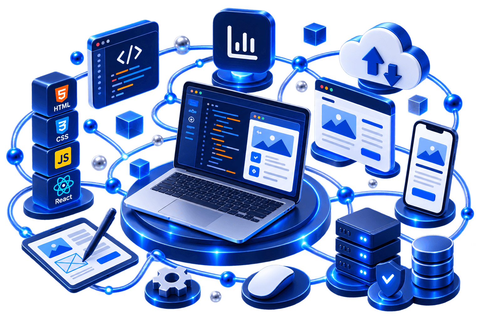 3D illustration for RankForge web development services